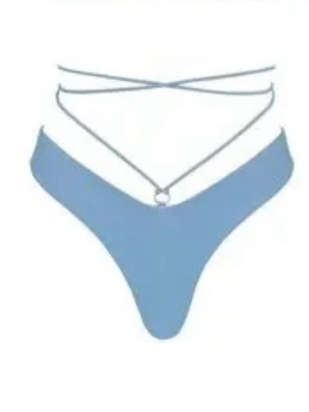 Monica Hansen Beachwear Criss Cross Bikini Bottom Blue Size Large NEW